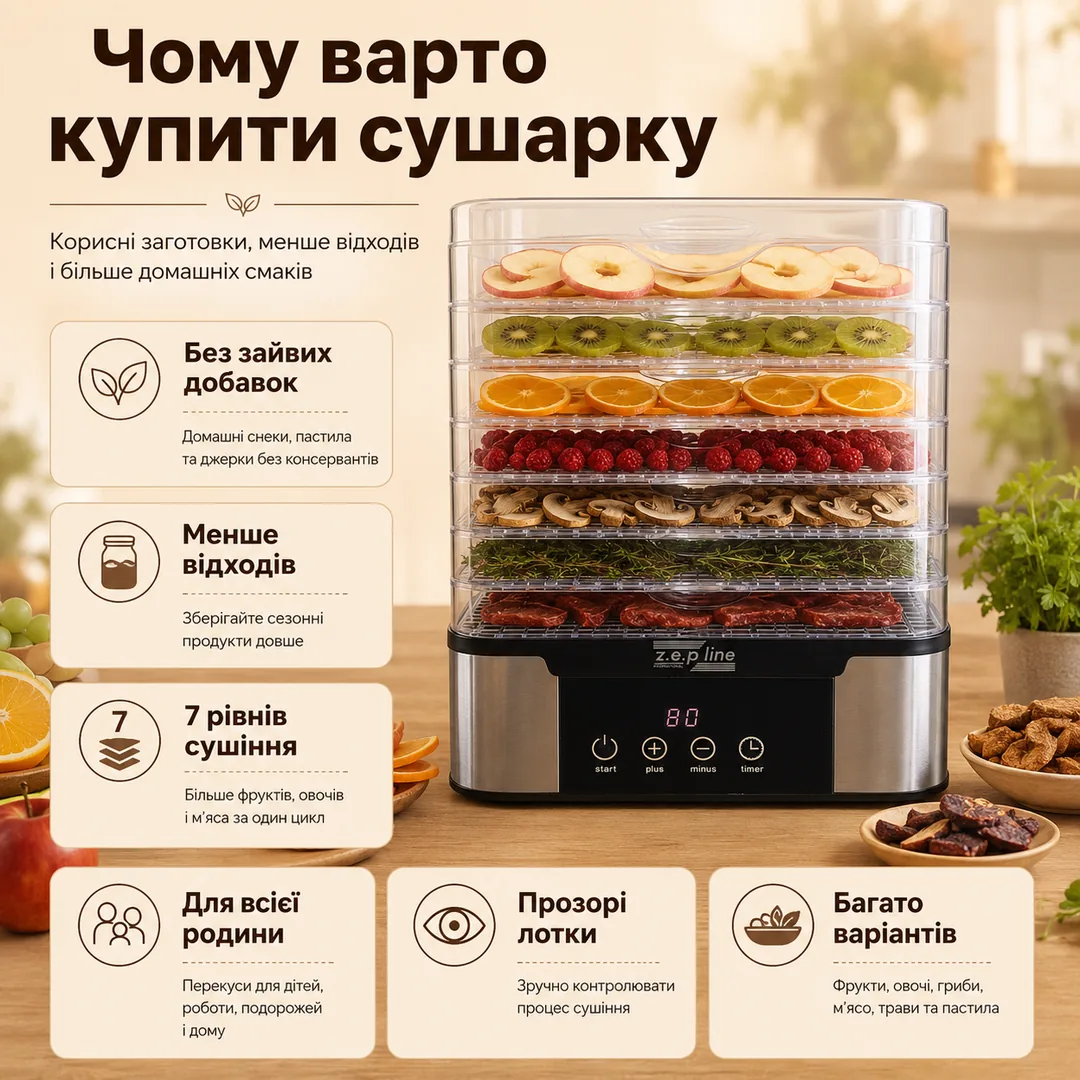 Переваги сушарки для домашніх заготовок